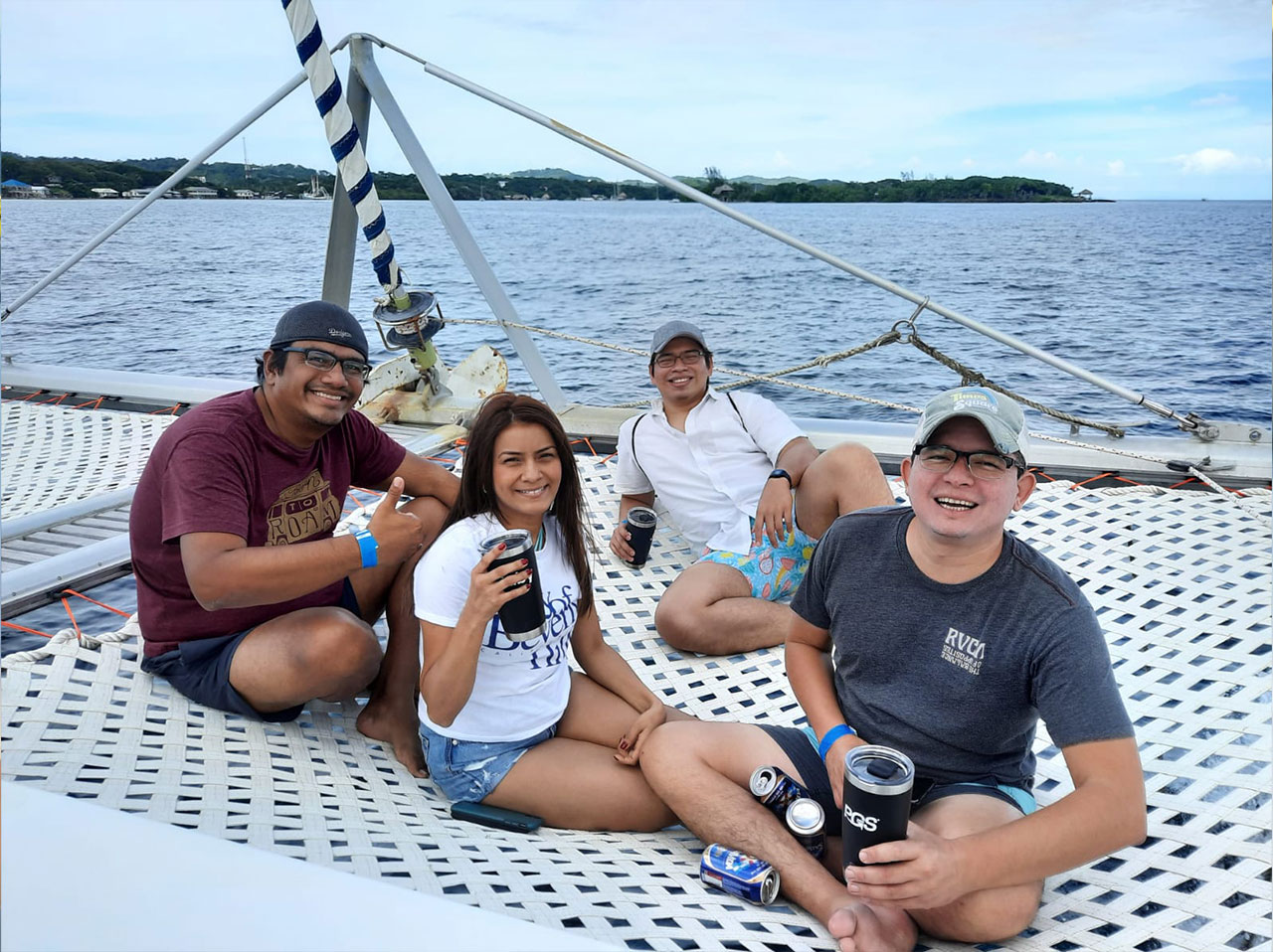 PGS360 staffing on a boat during a retreat