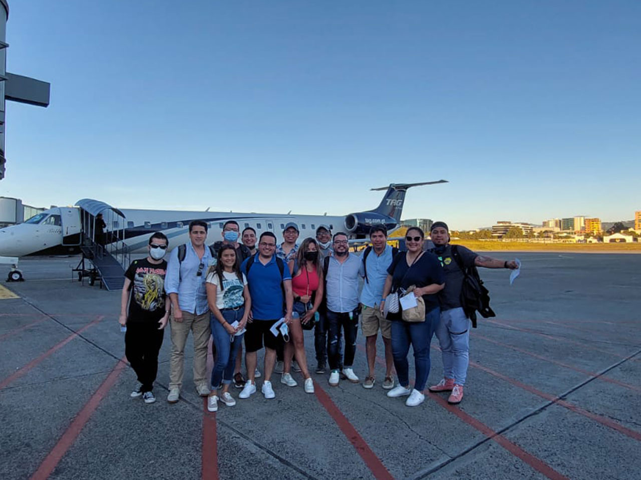 PGS360 staff to board plane for a retreat